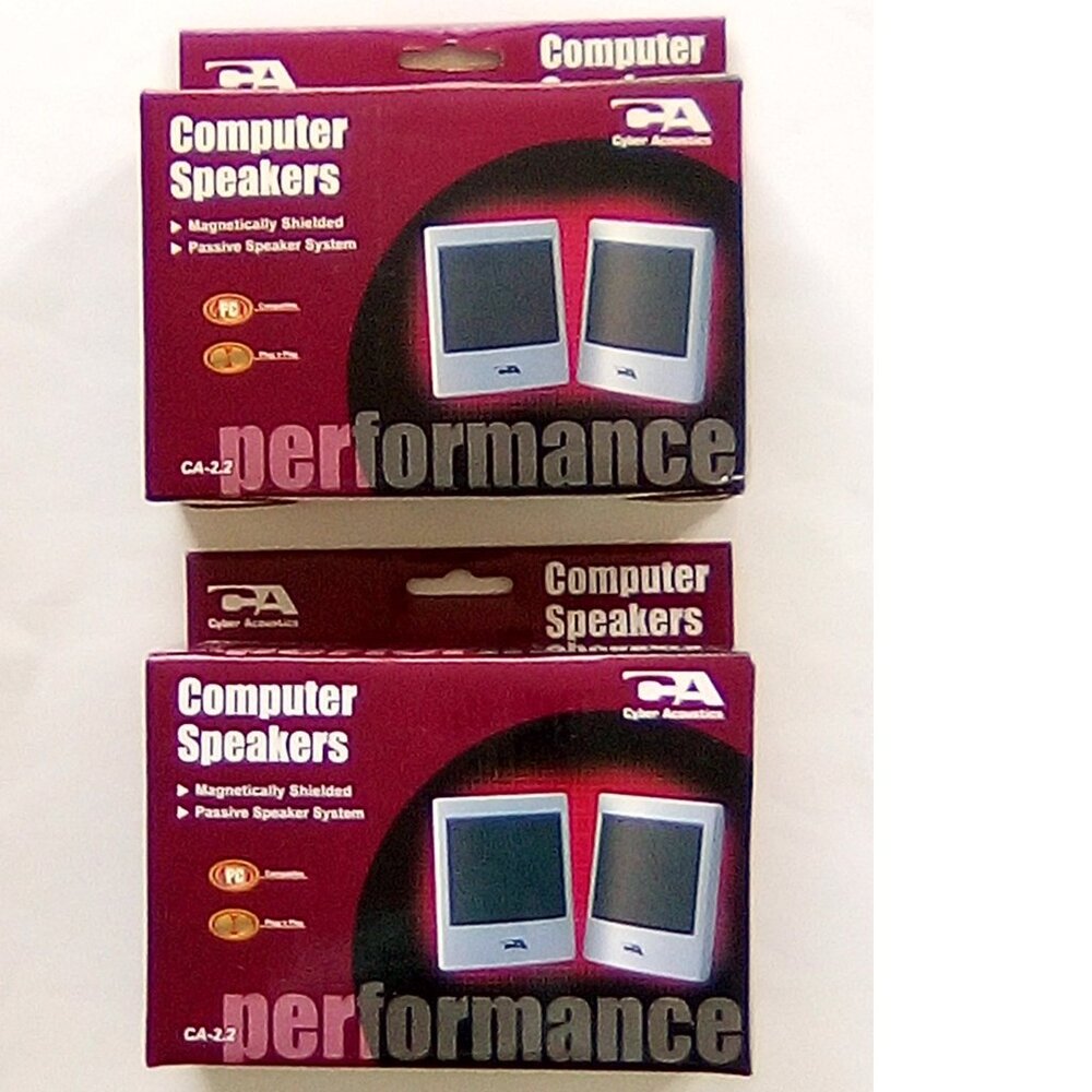 2 Packs of Cyber Acoustics CA-2.2 Plug & Play Computer Speakers